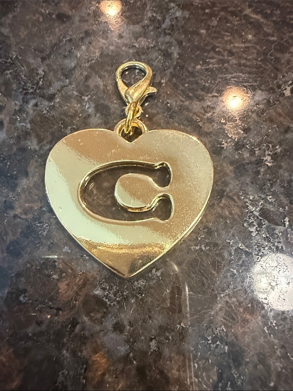 Coach Gold Heart C Initial Charm Pendant